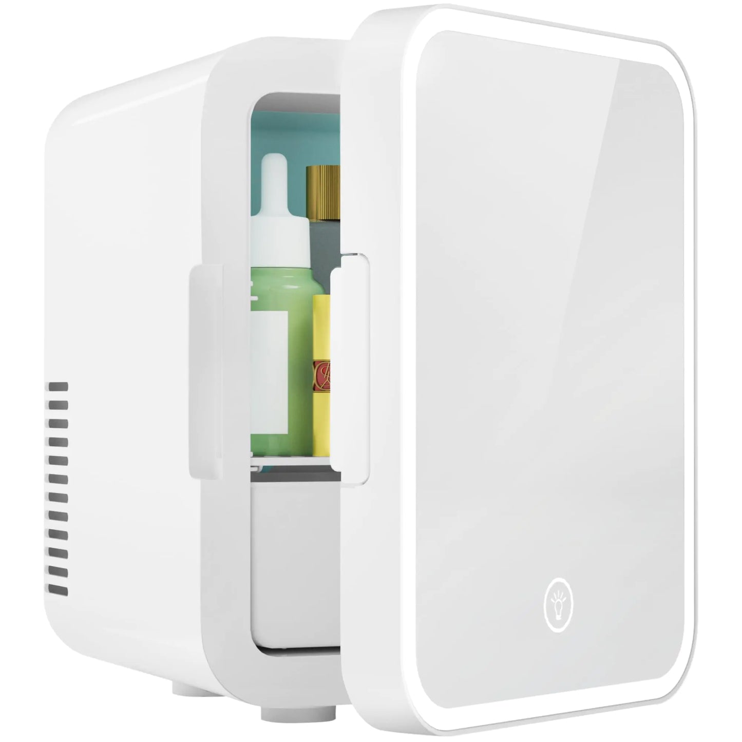 EUHOMY Mini Fridge 5L AC/DC Small Refrigerator with Dimmable LED Mirror Portable Cooler and Warmer for Skin Care Cosmetics Beverage 5L Makeup Mini Skincare Fridge for Bedroom Car Office White